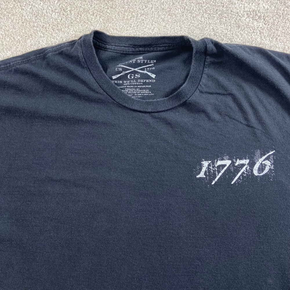 Grunt Style T-Shirt Men Large Black 1776 American Flag Graphic Tee GS